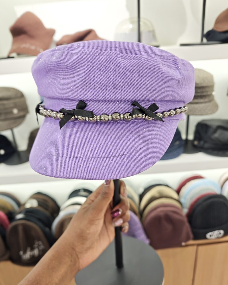 Hot Selling Purple Sailor Hat With Black Pearl Detail